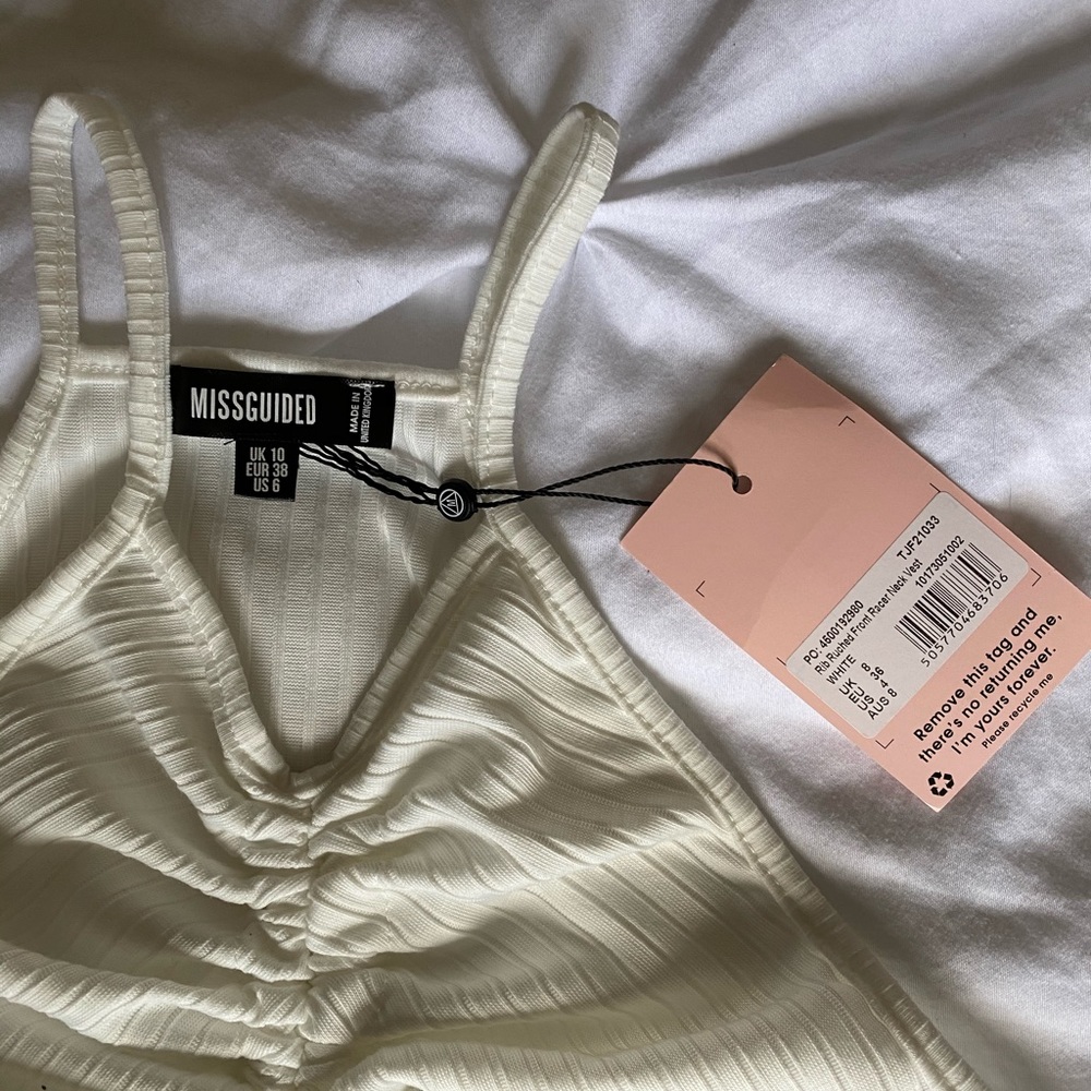 Missguided Ruched Racerback Crop Top size Medium - Picture 6 of 6